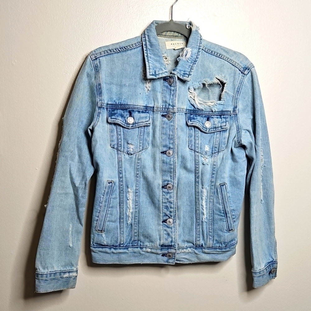 PacSun Jean Jacket Small Acid Wash Distressed